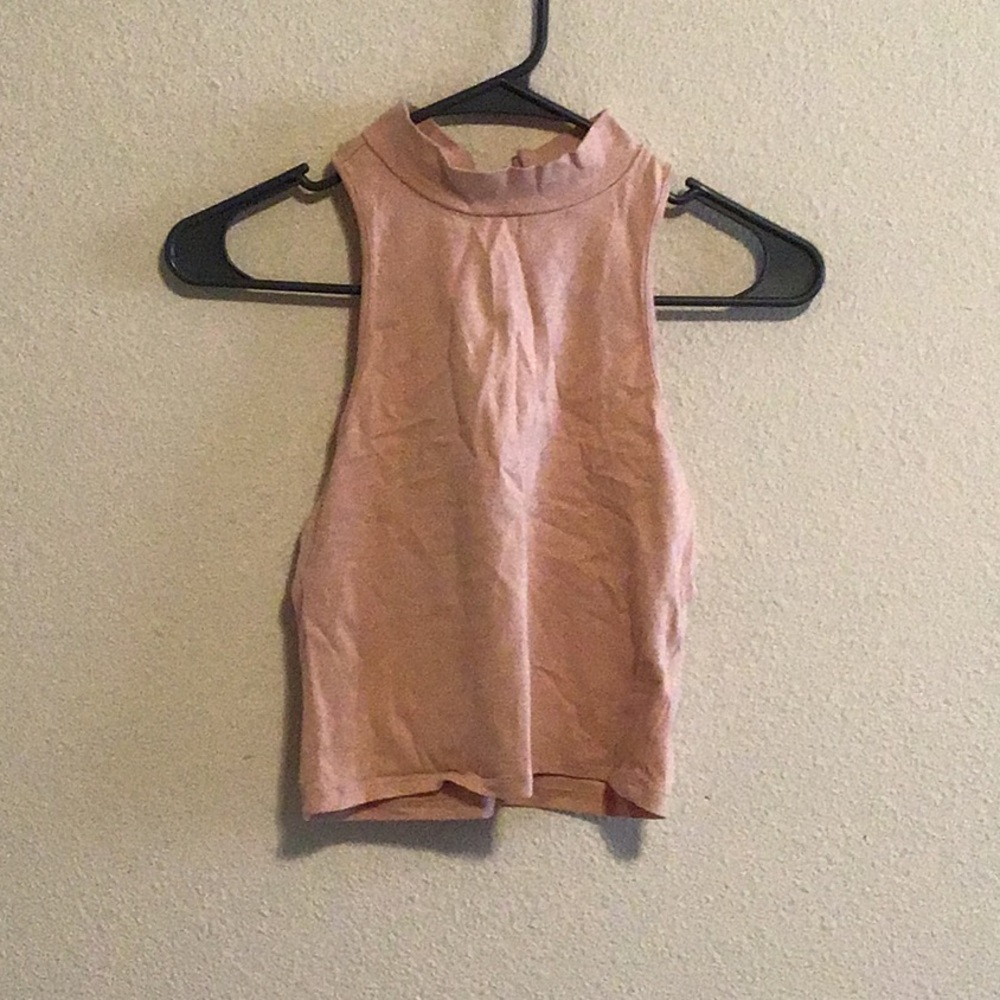 High neck crop top. Pink